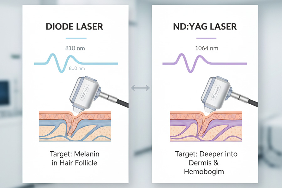 تفاوت لیزر دایود و Nd:YAG: تفاوت طول موج